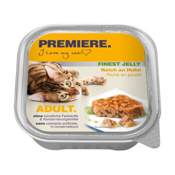 Offizielles Produktfoto: PREMIERE Finest Jelly Nassfutter Katze Adult Reich an Huhn