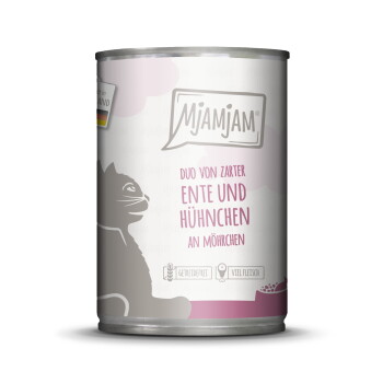 Offizielles Produktfoto: MjAMjAM Nassfutter Katze Adult, Duo Ente und Huhn