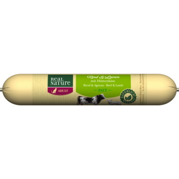 Offizielles Produktfoto: REAL NATURE Original Nassfutter Katze, Adult, Katzenwurst Rind und Lamm mit Hüttenkäse