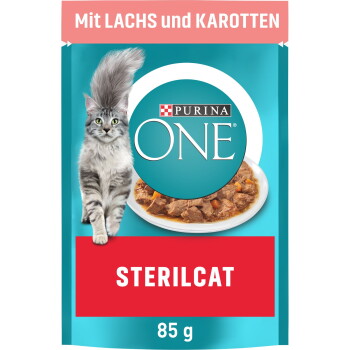 Offizielles Produktfoto: Purina ONE Sterilcat mit Lachs und Karotten