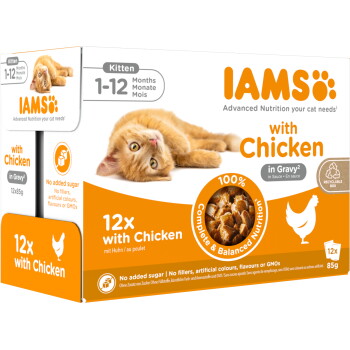 Offizielles Produktfoto: IAMS Delights Kitten Huhn in Sauce