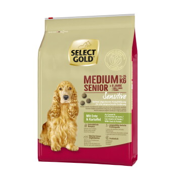Offizielles Produktfoto: SELECT GOLD Sensitive Trockenfutter Hund Senior Medium Ente und Kartoffel