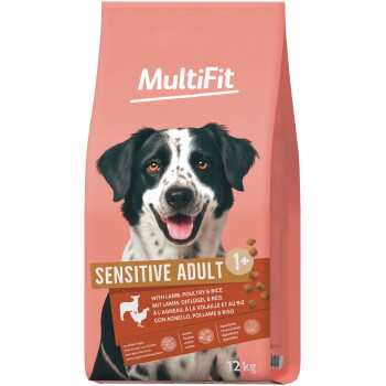 Offizielles Produktfoto: MultiFit Trockenfutter Hund Sensitive Adult mit Lamm, Geflügel & Reis