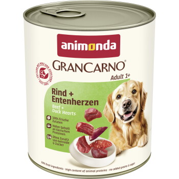 Offizielles Produktfoto: animonda GranCarno Original Nassfutter Hund Adult, Rind und Entenherzen