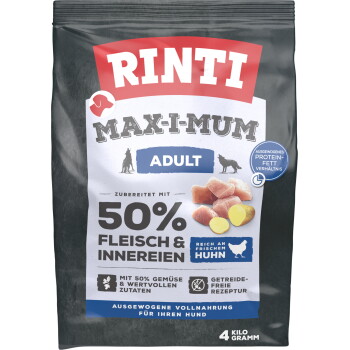 Offizielles Produktfoto: RINTI MAX-I-MUM Trockenfutter Hund, Adult Huhn 50%