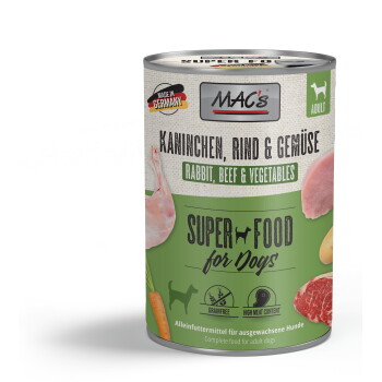 Offizielles Produktfoto: MAC's Nassfutter Hund Adult Kaninchen, Rind und Gemüse