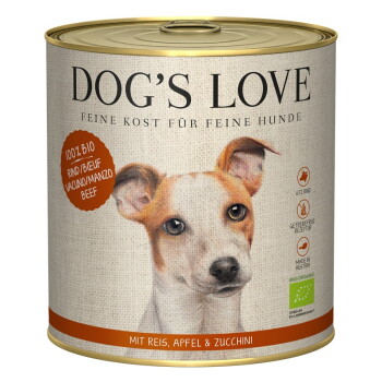 Offizielles Produktfoto: DOG'S LOVE Nassfutter Hund, Adult, Bio Rind mit Reis, Apfel und Zucchini