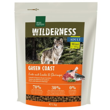 Offizielles Produktfoto: REAL NATURE WILDERNESS Trockenfutter Hund, Adult, Mini, Green Coast Ente mit Lachs und Shrimps