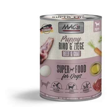 Offizielles Produktfoto: MAC's Nassfutter Hund Puppy Rind und Ziege