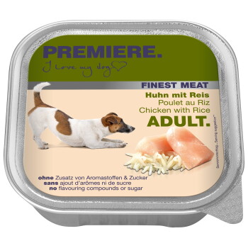 Offizielles Produktfoto: PREMIERE Finest Meat Nassfutter Hund, Adult, Huhn und Reis