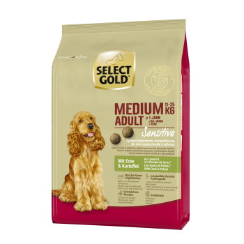 Offizielles Produktfoto: SELECT GOLD Sensitive Trockenfutter Hund Adult Medium Ente und Kartoffel