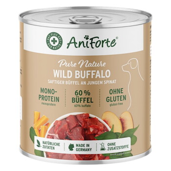 Offizielles Produktfoto: AniForte Nassfutter WildBuffalo Büffel mit Spinat