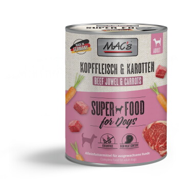 Offizielles Produktfoto: MAC's Nassfutter Hund Adult Kopffleisch und Karotten