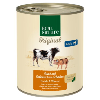 Offizielles Produktfoto: REAL NATURE Nassfutter Hund, Adult, Rind mit italienischem Schinken