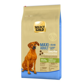 Offizielles Produktfoto: SELECT GOLD Sensitive Trockenfutter Hund Adult Maxi Ente und Kartoffel