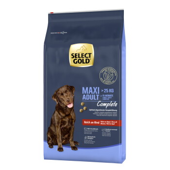 Offizielles Produktfoto: SELECT GOLD Complete Trockenfutter Hund Maxi Adult Rind