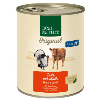 Offizielles Produktfoto: REAL NATURE Nassfutter Hund, Adult, Pute mit Kalb