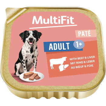 Offizielles Produktfoto: MultiFit Nassfutter Hund Pastete mit Rind und Leber