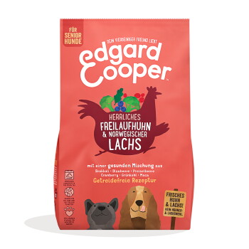 Offizielles Produktfoto: Edgard & Cooper Trockenfutter Hund, Senior, Frisches Freilaufhuhn & norwegischer Lachs