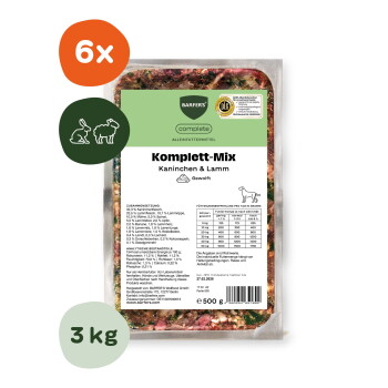 Offizielles Produktfoto: BARFER'S Komplett-Mix Kaninchen und Lamm