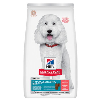 Offizielles Produktfoto: Hill's Science Plan Trockenfutter Hund, Hypoallergenic, Medium Adult, mit Lachs