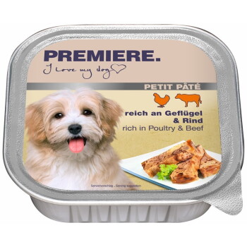 Offizielles Produktfoto: PREMIERE Petit Pâté Nassfutter Hund, Adult, Geflügel und Rind
