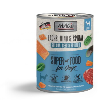 Offizielles Produktfoto: MAC's Nassfutter Hund Adult Lachs und Pasta und Spinat