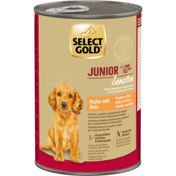 Offizielles Produktfoto: SELECT GOLD Nassfutter Hund Sensitive Junior Huhn und Reis