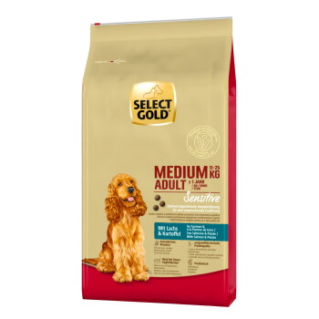 Offizielles Produktfoto: SELECT GOLD Sensitive Trockenfutter Hund Adult Medium Lachs und Kartoffel