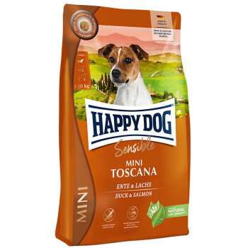 Offizielles Produktfoto: HAPPY DOG Sensible Trockenfutter Hund Adult, Mini Toscana