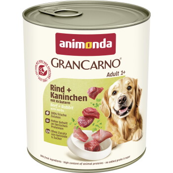 Offizielles Produktfoto: animonda GranCarno Original Nassfutter Hund Adult, Rind und Kaninchen mit Kräutern