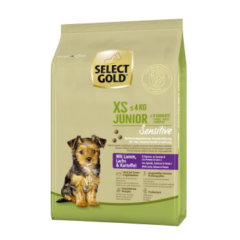Offizielles Produktfoto: SELECT GOLD Trockenfutter Hund Sensitive XS Junior Lamm mit Lachs und Kartoffel