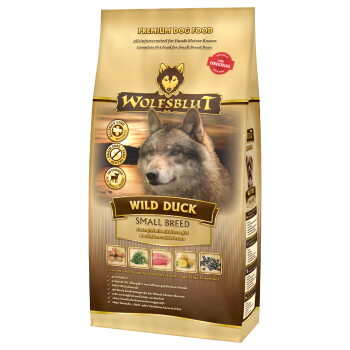 Offizielles Produktfoto: WOLFSBLUT Small Breed Wild Duck Entenfleisch mit Kartoffel