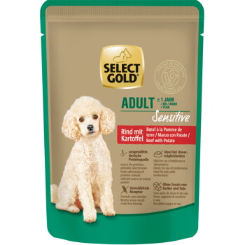 Offizielles Produktfoto: SELECT GOLD Nassfutter Hund Sensitive Adult Rind mit Kartoffel