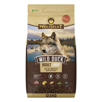 Offizielles Produktfoto: WOLFSBLUT Wild Duck Large Breed Hund Trockenfutter