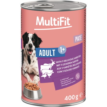 Offizielles Produktfoto: MultiFit Nassfutter Hund Pastete 5 leckere Sorten