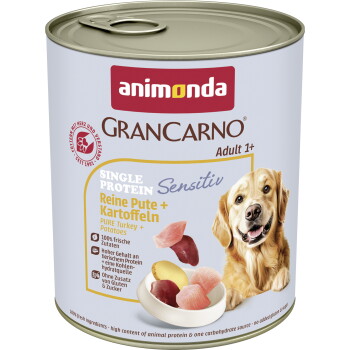 Offizielles Produktfoto: animonda GranCarno Sensitiv Nassfutter Hund Adult, Pute und Kartoffel