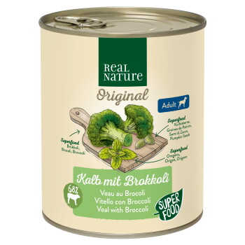 Offizielles Produktfoto: REAL NATURE Superfood Nassfutter Hund, Adult, Kalb mit Brokkoli