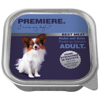 Offizielles Produktfoto: PREMIERE Best Meat Nassfutter Hund, Adult, Ente und Huhn