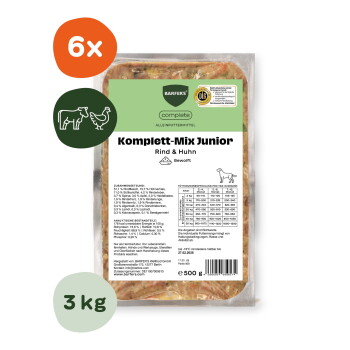 Offizielles Produktfoto: BARFER'S Komplett-Mix Junior Rind & Huhn