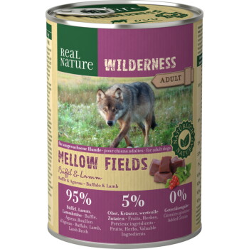 Offizielles Produktfoto: REAL NATURE WILDERNESS Nassfutter Hund, Adult, Mellow Fields, Büffel und Lamm