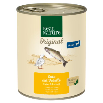 Offizielles Produktfoto: REAL NATURE Nassfutter Hund, Adult, Ente mit Forelle