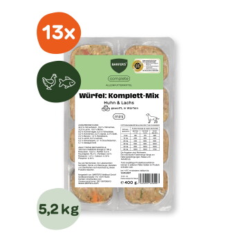 Offizielles Produktfoto: BARFER'S Würfel: Komplett-Mix Huhn & Lachs