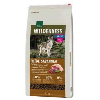 Offizielles Produktfoto: REAL NATURE WILDERNESS Trockenfutter Hund, Adult, Maxi, Wide Savannah, Wildschwein mit Lamm und Ente