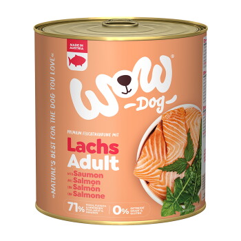 Offizielles Produktfoto: WOW Nassfutter Hund, Adult Lachs mit Löwenzahn
