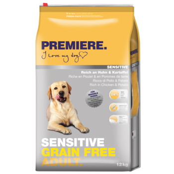 Offizielles Produktfoto: PREMIERE Sensitive Trockenfutter Hund Adult Grain Free Huhn und Kartoffel