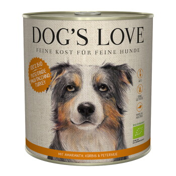 Offizielles Produktfoto: DOG'S LOVE Nassfutter Hund, Adult, Bio Pute mit Amaranth und Kürbis