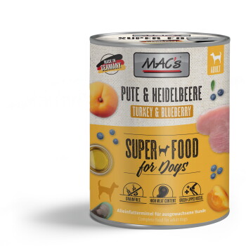 Offizielles Produktfoto: MAC's Nassfutter Hund Adult Pute und Heidelbeeren
