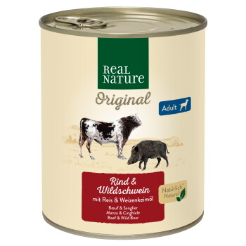 Offizielles Produktfoto: REAL NATURE Nassfutter Hund, Adult, Rind und Wildschwein