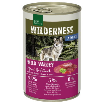 Offizielles Produktfoto: REAL NATURE WILDERNESS Nassfutter Hund, Adult, Wild Valley, Rind und Pferd